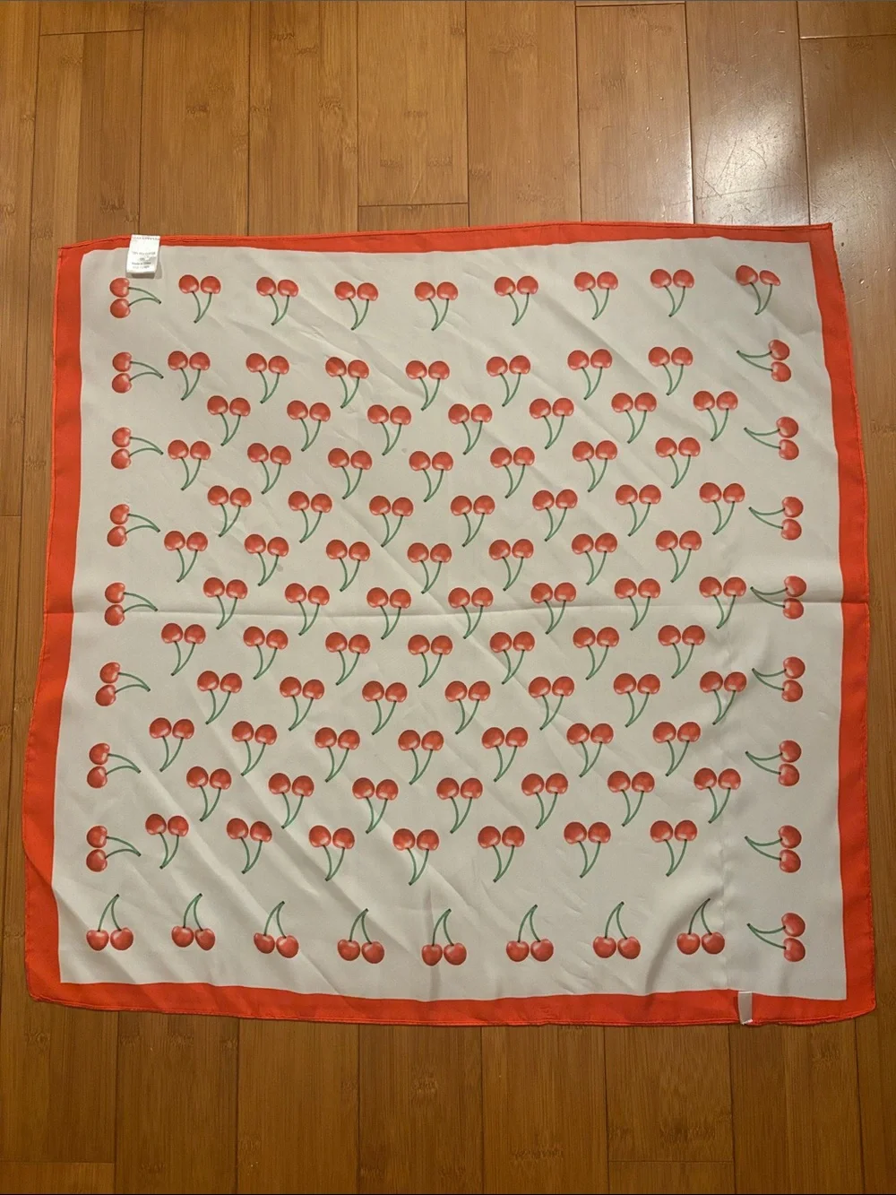 Cherry 🍒 Pattern Decorative Throw - Red on Cream Scarf 26”X 27” Inches